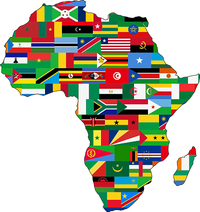Map of Africa with Flags